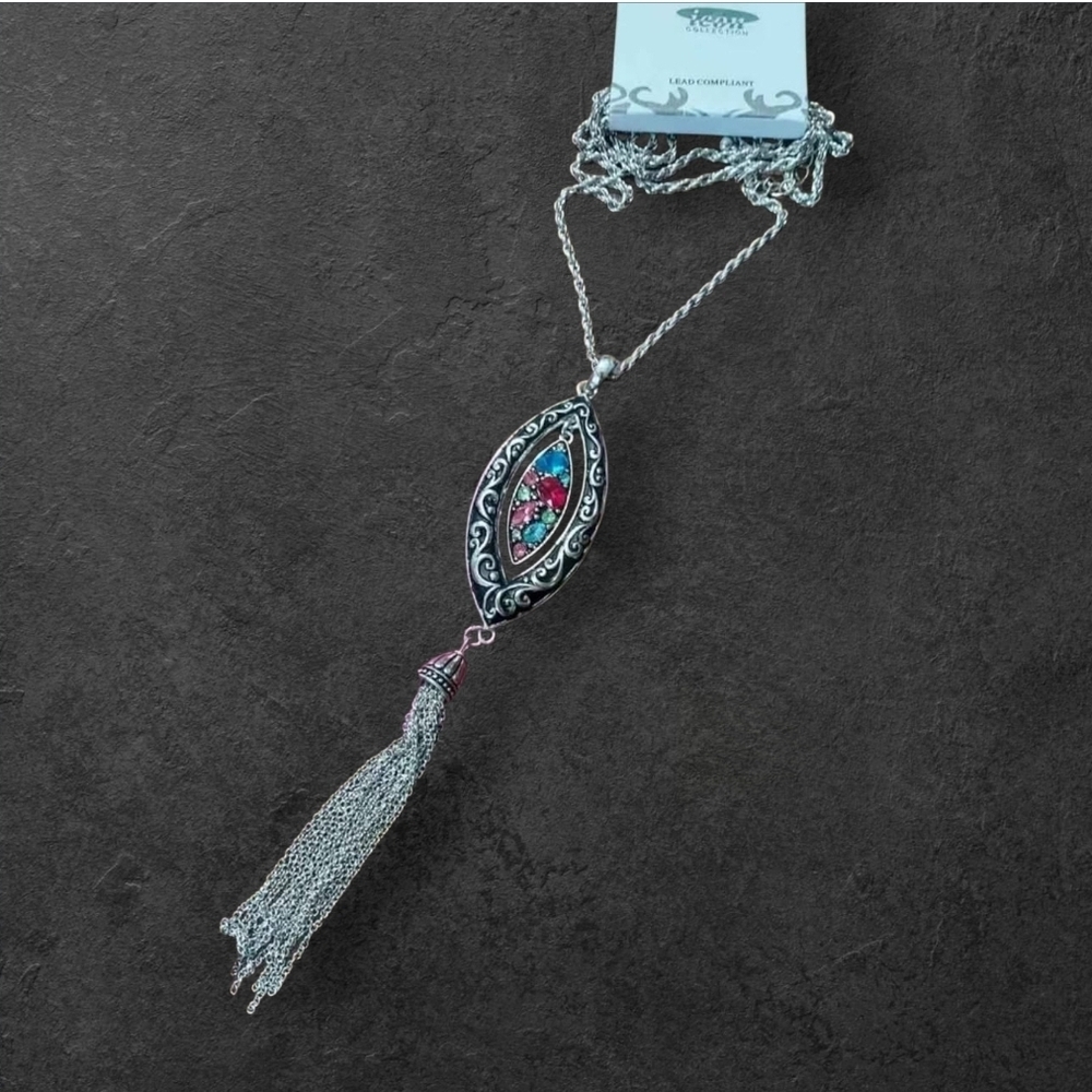 Nwt Nadine West Fruity Rhinestone Tassel Necklace ~30